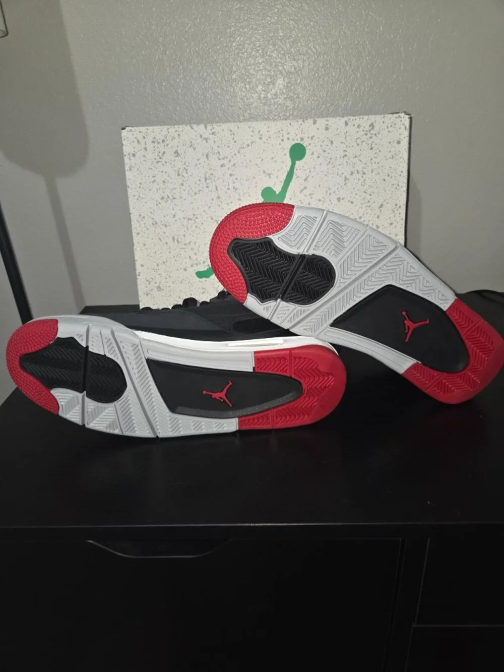 Air Jordan 4 RM Black Varsity Red Wolf Grey Size 10
